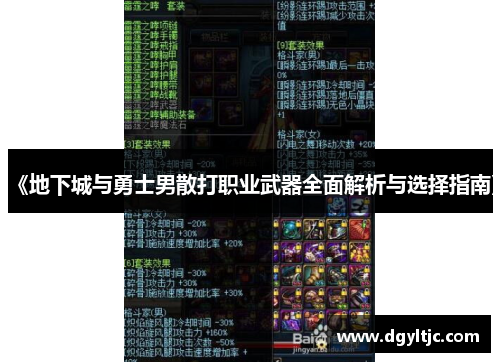 《地下城与勇士男散打职业武器全面解析与选择指南》